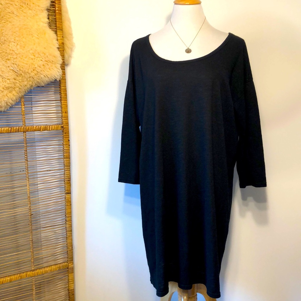 GAP-Black Scoop Neck Cotton Blend Minimalist Shift/Sheath/Tunic Dress-Size XL/14